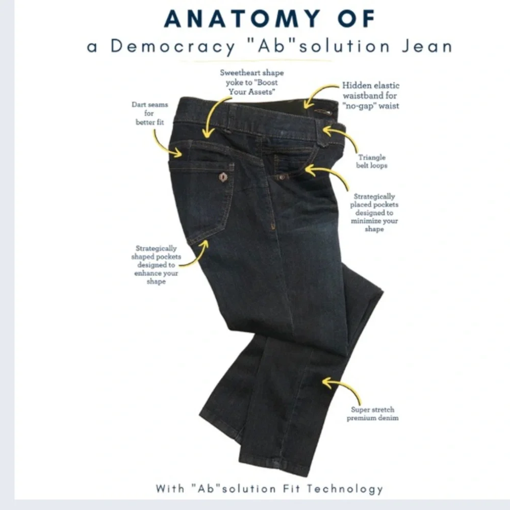 NWT NEW Democracy High Rise Slim Straight Distressed Jeans size 6 Ab technology - Picture 14 of 16